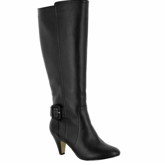 😍✨New Rangi Tall Block Heel Boot Caviar Black 9.5 Wide Calf - Picture 1 of 3